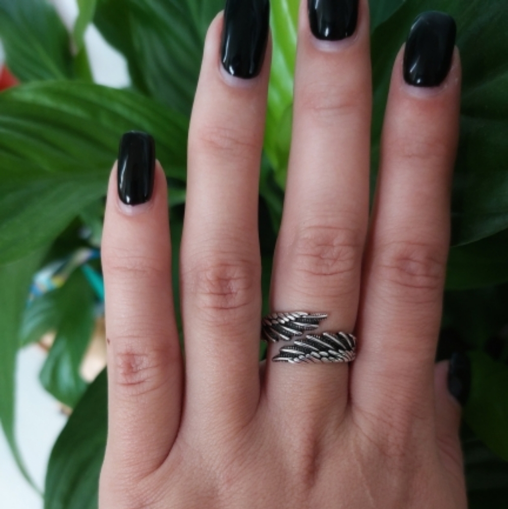 NEW Carved Angel Wing Wrap Ring | 925 Sterling Silver - Picture 7 of 10